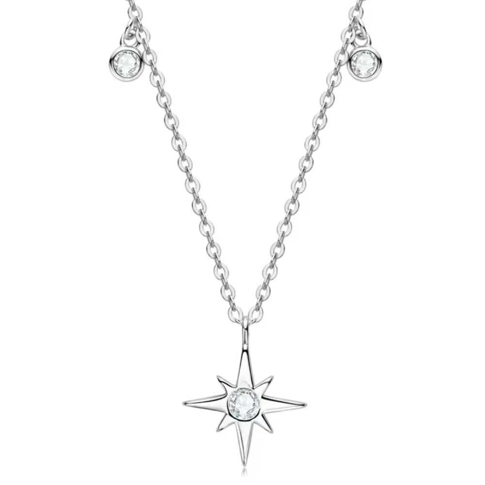 NWOT 1CT Moissanite star necklace, sterling silver, white gold plated 16”- 18” - Picture 5 of 13